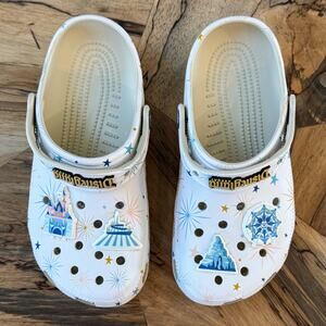 Disneyland Resort Park Icon Crocs Clogs Jibbitz Fireworks Castle White - Adult 6
